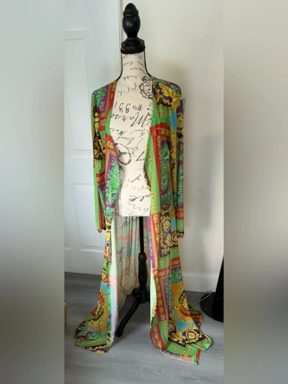 Fashion Nova Baroque Print Cut-Out Swimsuit & Kimono Cover Up Set - Size M - Picture 8 of 12